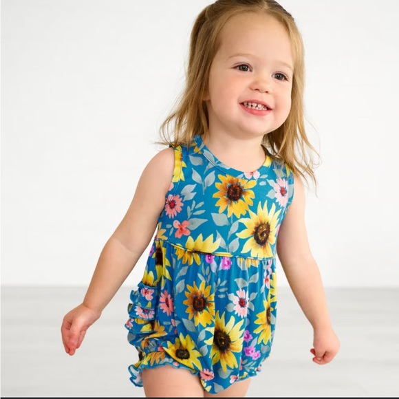 Little Sleepies Sunflower Fields Ruffle Bubble Romper - Picture 1 of 7